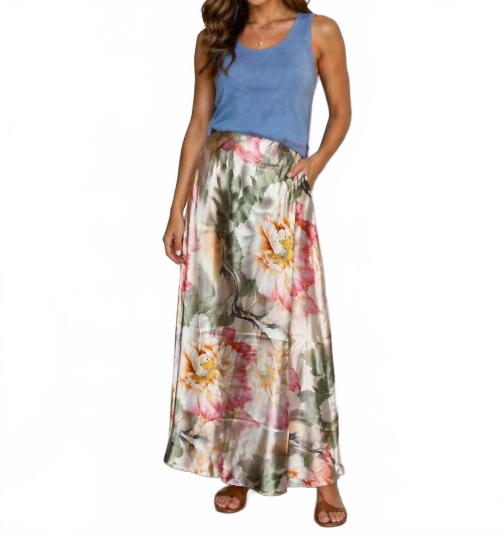 NEW MILIO MILANO peony maxi skirt in water color